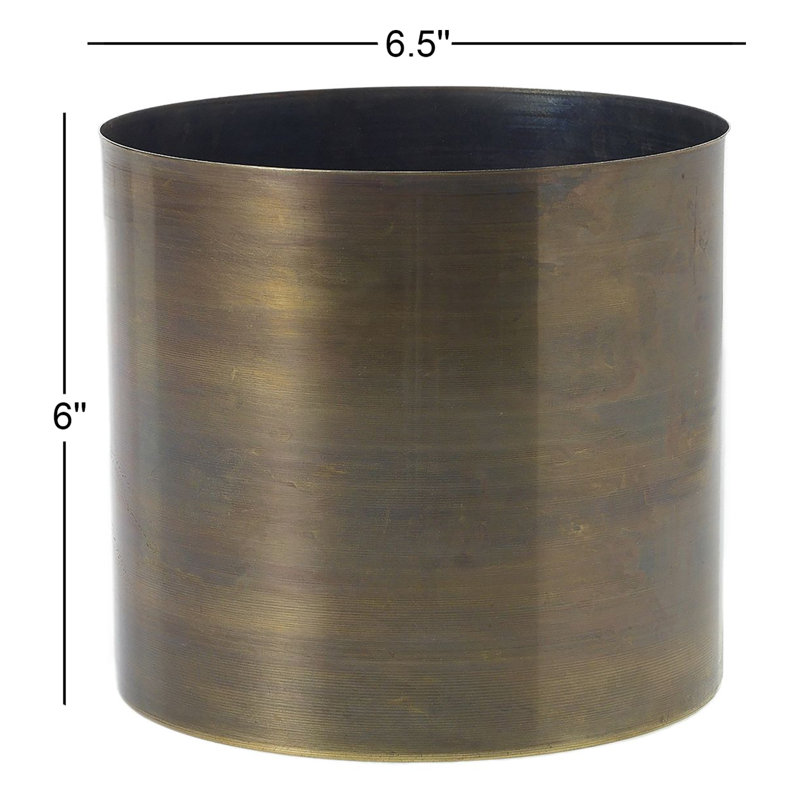 Metal Pot Planter, 6" H x 6.5" W x 6.5" D
