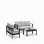 Ensemble de conversation 3 pièces pour patio moderne en aluminium, canapé 5 places avec coussins et table basse