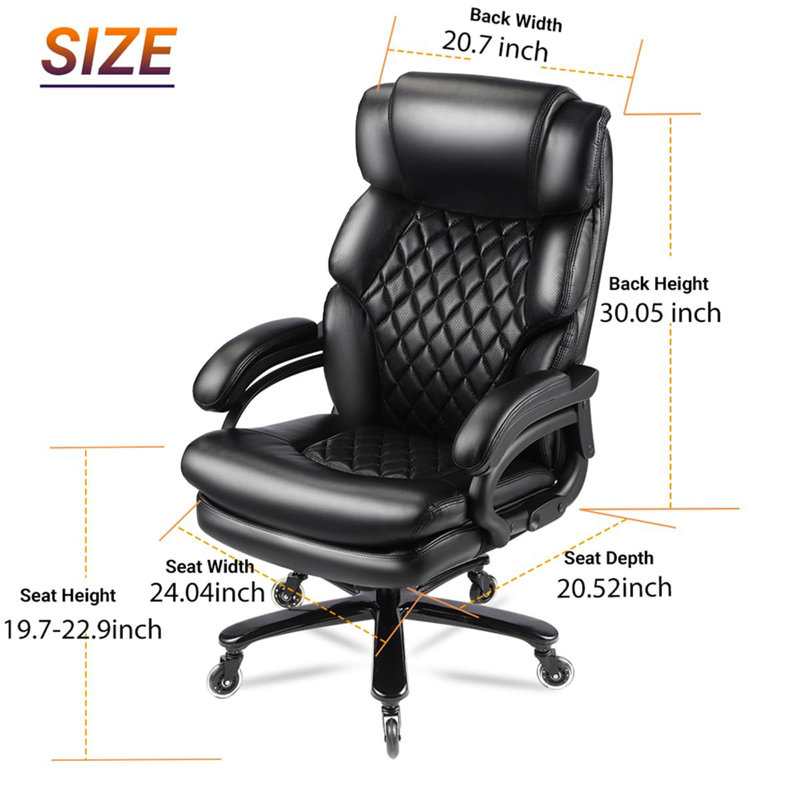 Fauteuil de bureau pour personnes lourdes de 500 lb avec siège à ressorts et chaise de bureau 360 po