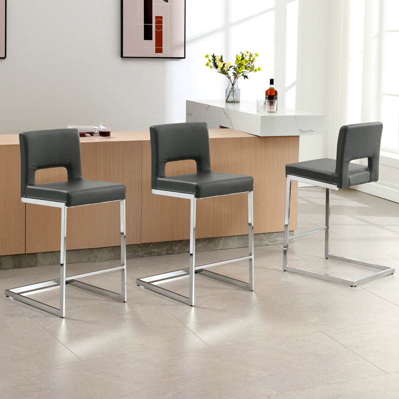 Tabouret de comptoir rembourré 26 po Daco, Gris, 3