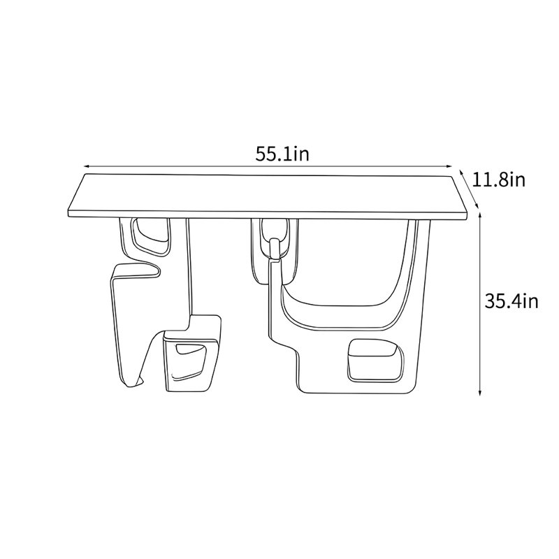 Console de style italien de luxe moderne, H 35,4 po x l 55,1 po x P 11,8 po