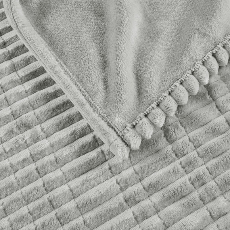 Couverture chauffante cordée en peluche, Grand, Gris