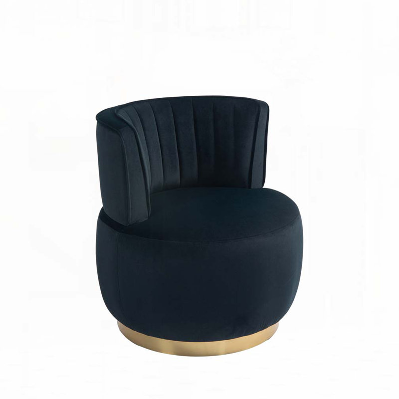 Accent Swivel Armchair Barrel Chair, Black Velvet