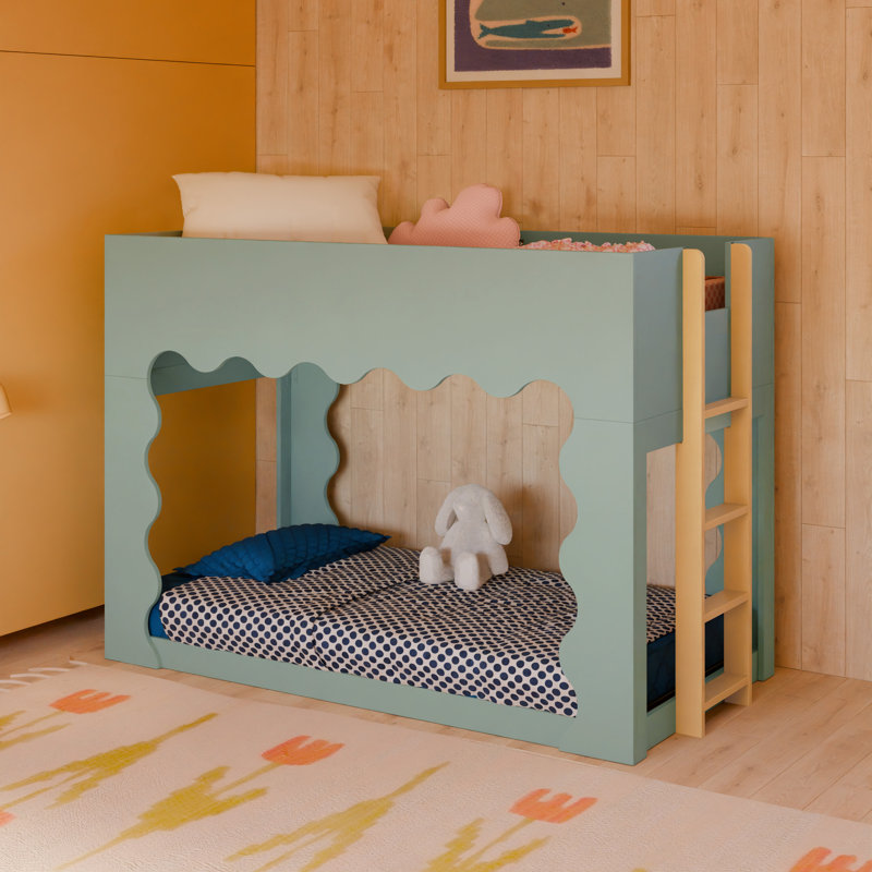 Lido Wave Convertible Low Loft Twin Bed, Light Sage/Honey