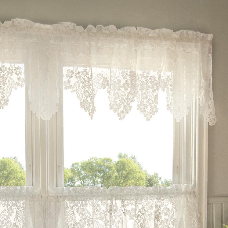 Mika Floral Window Valance, Ecru, 55" W x 24" L