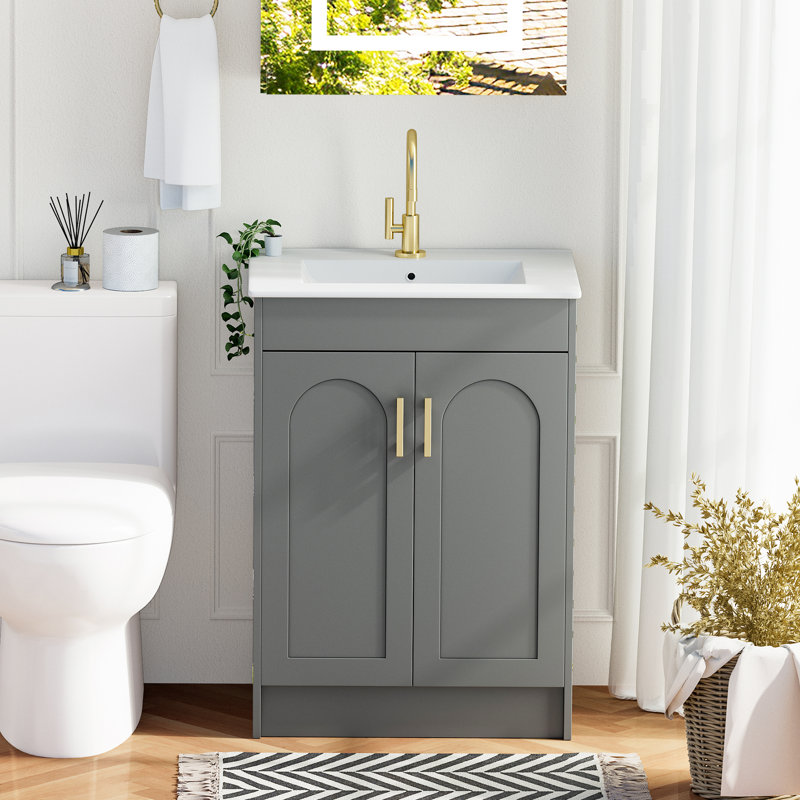 Ensemble de meuble-lavabo simple 24 po avec comptoir d'évier 24 po, Gris