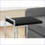 Table basse en forme de C compacte en stratifié noir Chrome, coulissant sous le canapé / lit pour le salon
