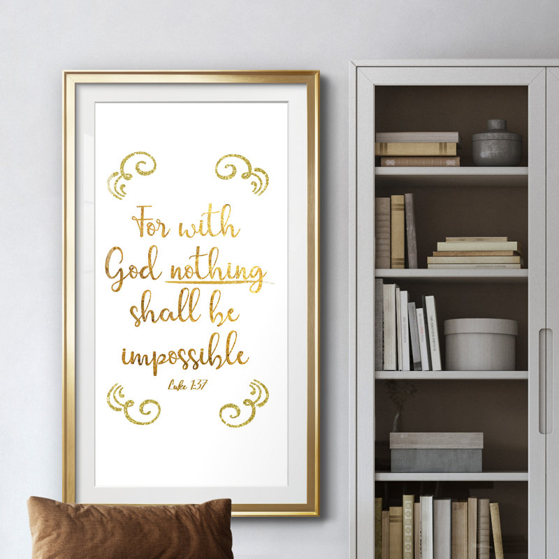Luke 1/37 - Reproduction d'art textuel avec cadre photo, H 10,5 po x l 18,5 po x P 1,5 po, Papier encadré doré