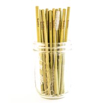 Ibambo 10 Pack 8 inch Natural Bamboo Reusable Drinking Straws, Beige