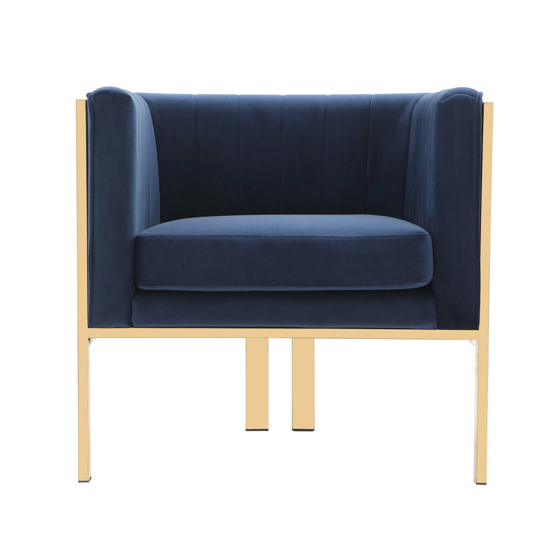 Fauteuil en velours de 31,5 po de large Kula, Bleu royal