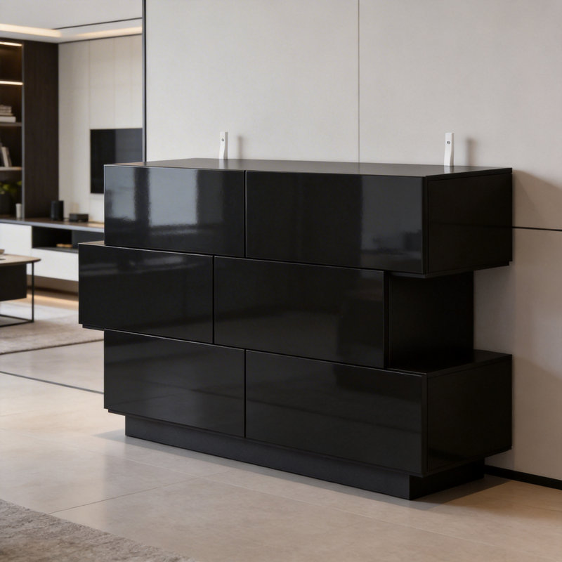 Bhavina 50.8'' W 6 - Drawer Dresser, Black