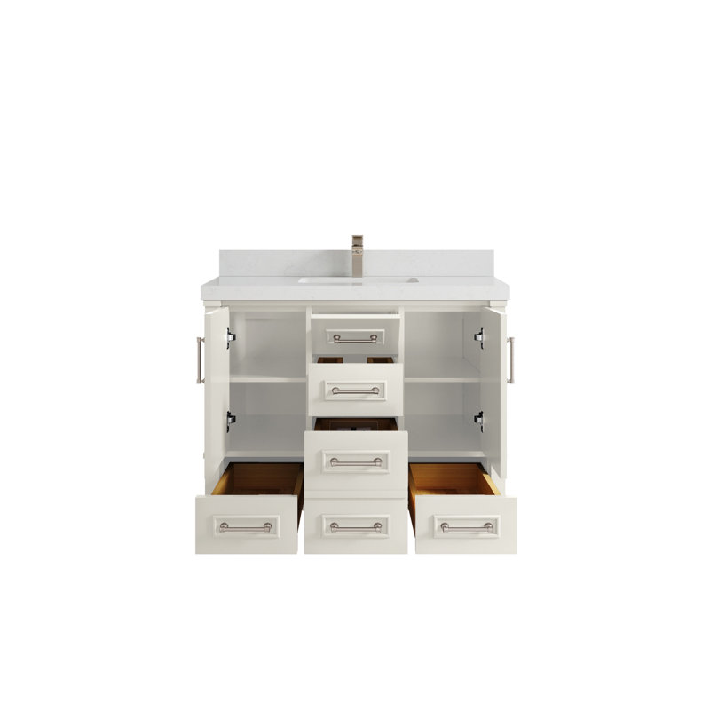 Meuble-lavabo simple avec comptoir 42 po Aberdeen, 2 PO – quartz de Carrare
