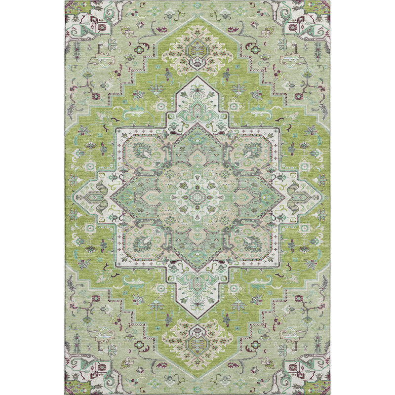 Tapis oriental de qualité supérieure lavable à la machine Cossette AMF1036, Rectangle 9 pi x 12 pi