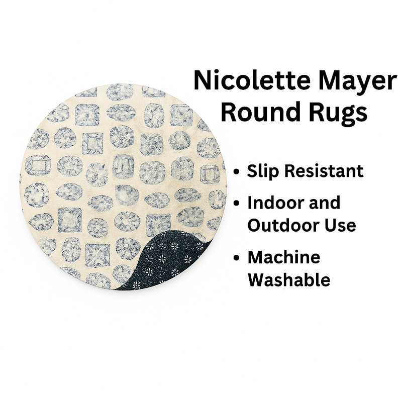 Shag Geometric Area Rug, Lux Blush, Round 8'