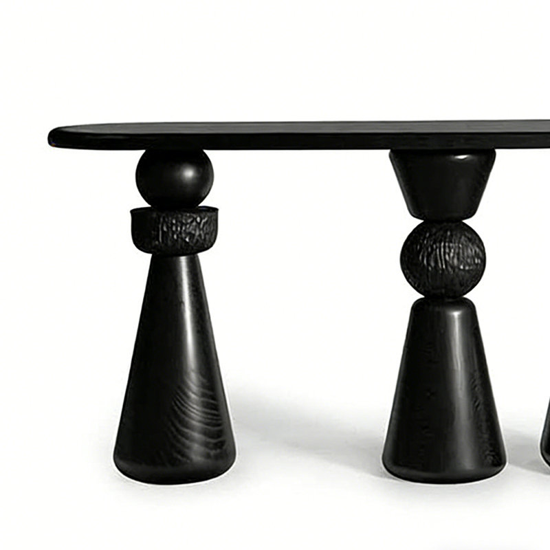 Console style français rétro noir, H 31,5 po x l 63 po x P 15,7 po
