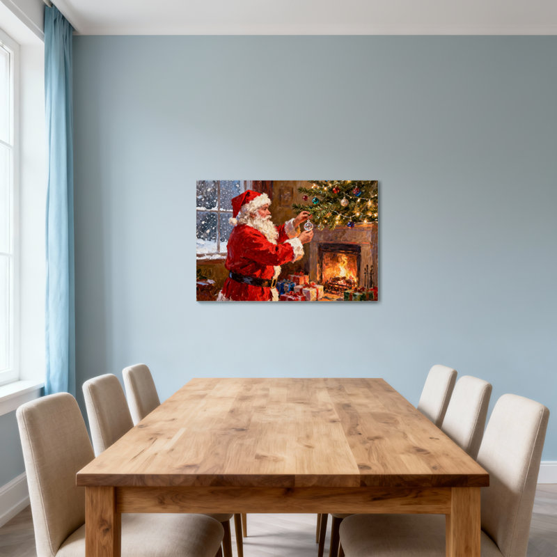 Sapin de Noël de Noël décoré près du foyer, H 28 po x l 40 po