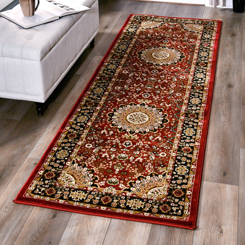 Palfrey Collection Red Traditional Area Rug, Runner 2'8" x 8'1"