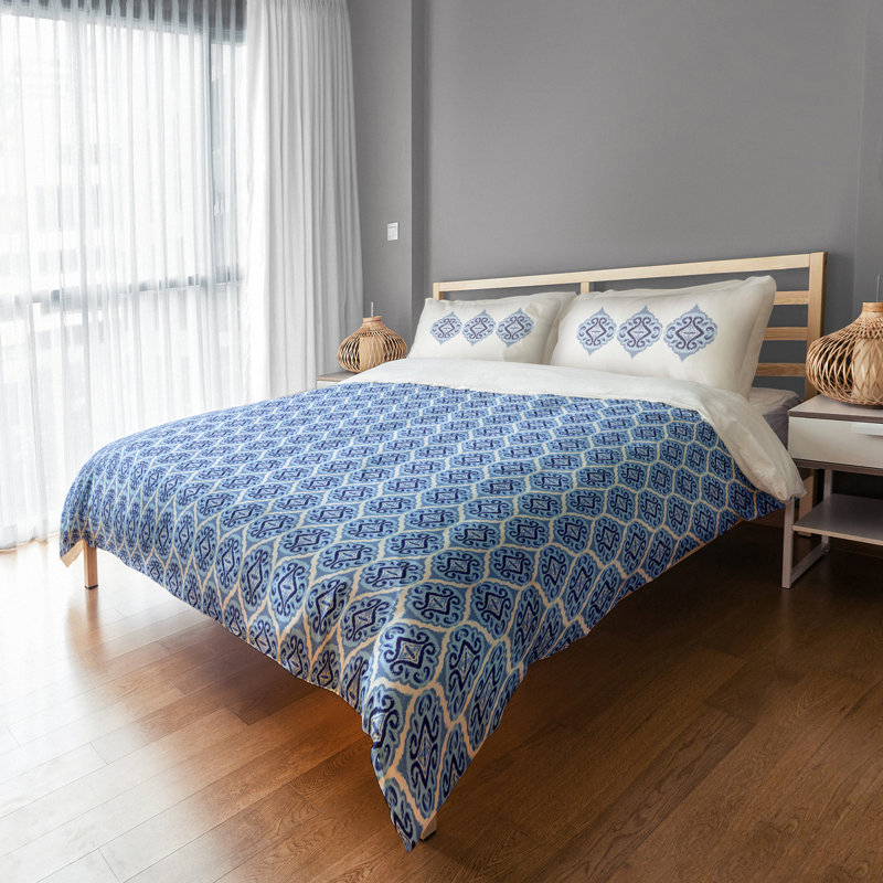 Taie décorative médaillons bleus, Très grand