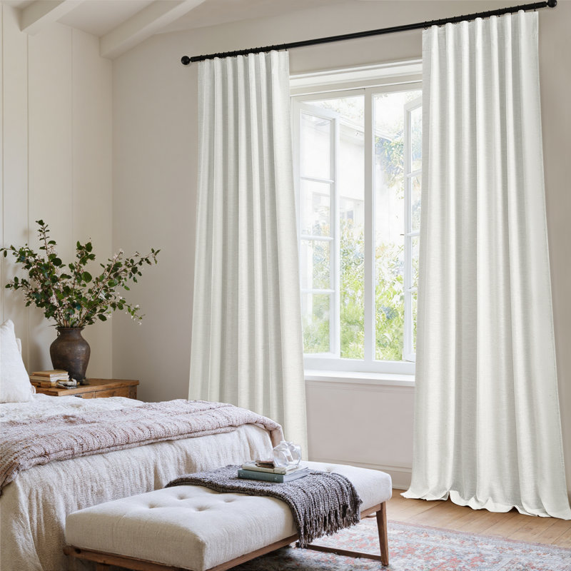 Full Blackout Curtains,Thermal Insulated Drapes,Double Layer Linen Blended Room Darkening Back Tab Pinch Pleat Drapes