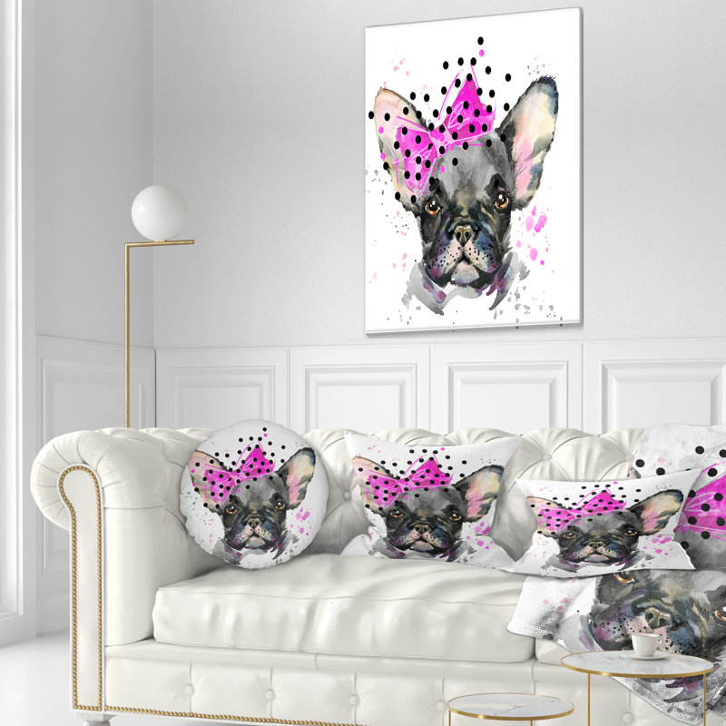 Coussin lombaire en aquarelle bouledogue french animal