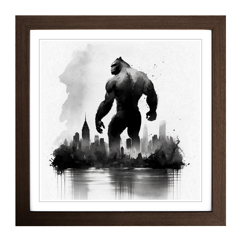 King Kong Ink Wash - Framed Print, Walnut