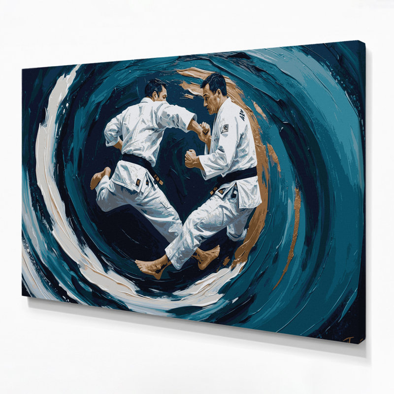 Art mural bleu sur toile Sports Judo, H 11 po x l 14 po