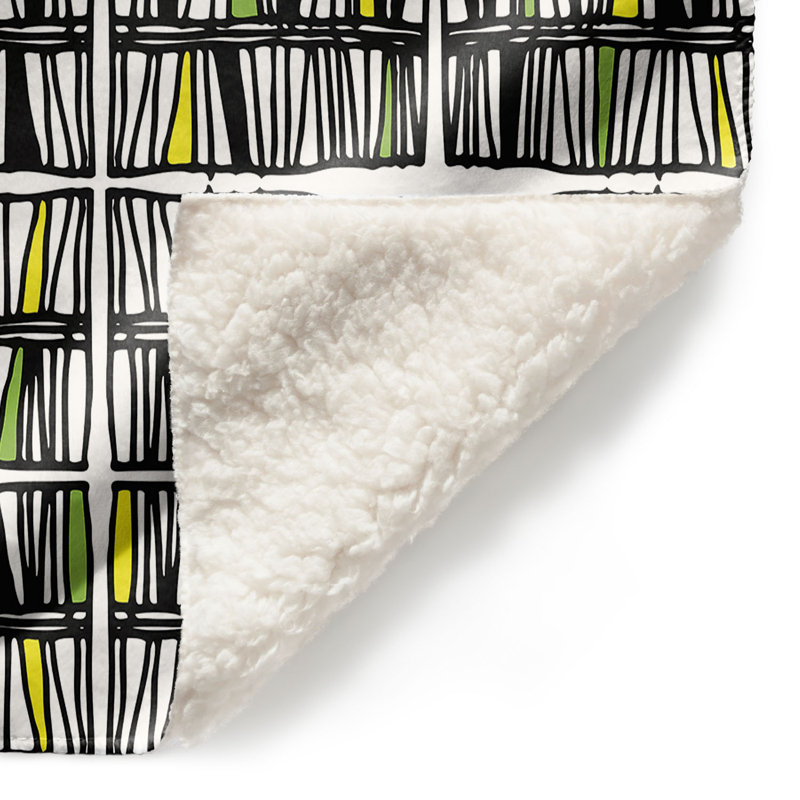Jeté multi-rayures , Vert / Jaune / Noir, l 51 po x L 60 po