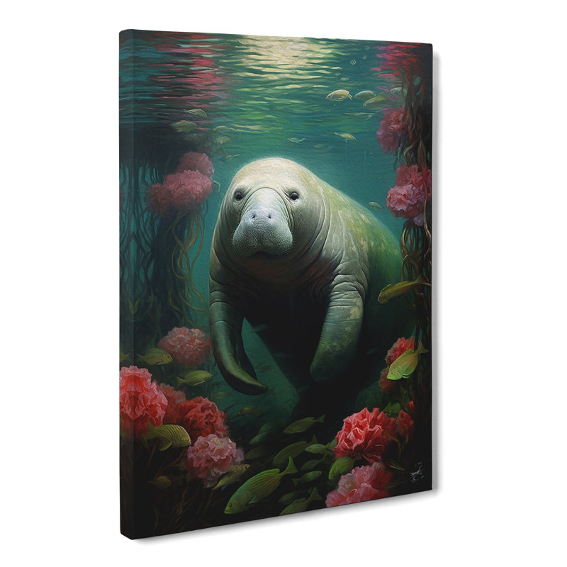 Manatee Surrealism Art - Wrapped Canvas, 76cm H x 50cm W x 3cm D