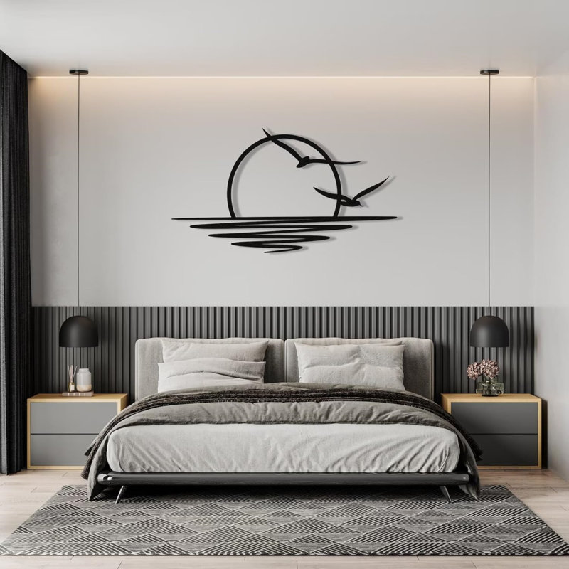 Art mural en métal et soleil scintillant - Suspension murale minimaliste pour l'intérieur et l'extérieur
