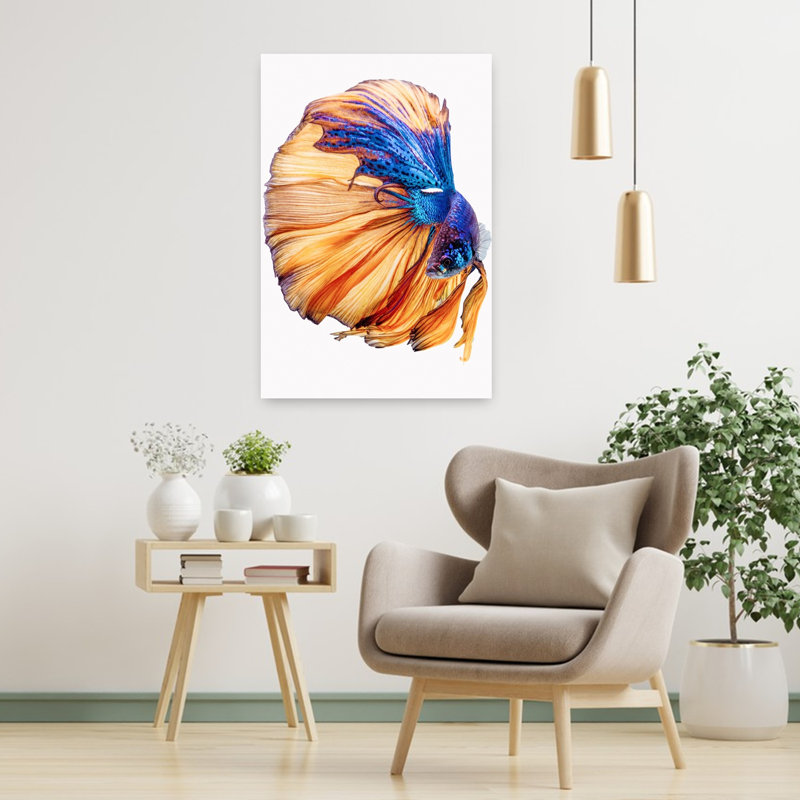 Vibrant Betta Fish Flow Colorful Elegant Vibrant Fish Nature Tropical Wall Art Print by Andi Halil - Print