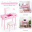 Ensemble de coiffeuse avec tabouret et miroir-1860723155