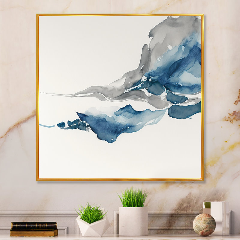 «Through The Sapphire Blue Clouds IV», reproduction sur toile, L 30 po x H 30 po, Toile avec cadre flottant or