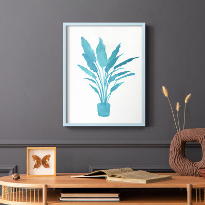 Watercolor House Plant I, reproduction encadrée - bois massif
