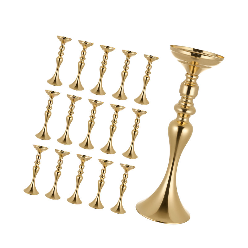 Ensemble de 16 vases à fleurs pour mariage, centres de table floraux de 38 cm de haut, vases en cristal pour banquet, installation facile, support polyvalent plaqué or pour décoration de fête, réception et intérieur.