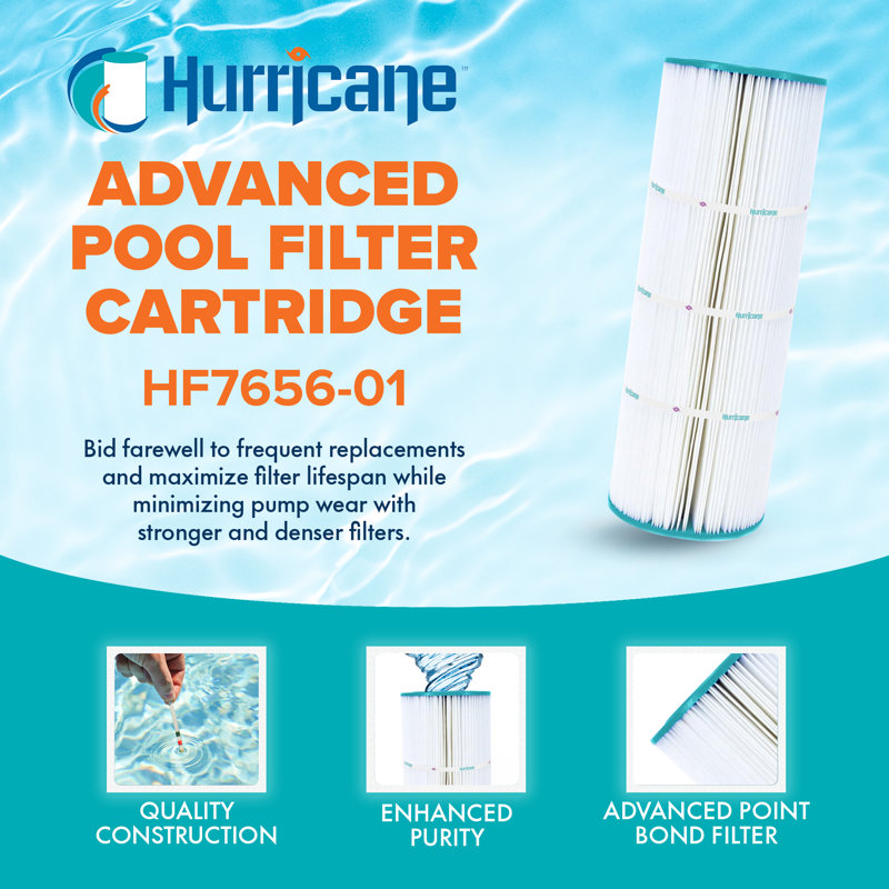 Hurricane Advanced Filter Cartridge for Unicel C-4995 and Pleatco PCAL100, White (4 Pack), 7" H x 7" W x 19.75" D