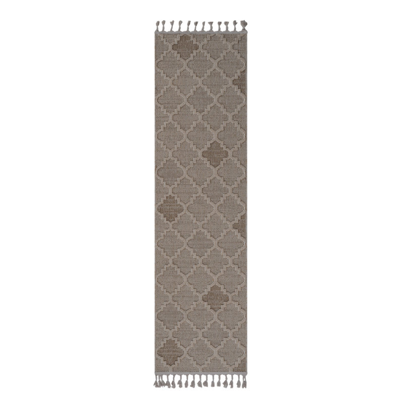 2X8 Area Rug Trellis Indoor-Outdoor, Runner 2'2" x 8', Cream