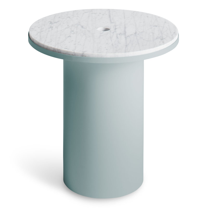 Plateau Marble End Table, 18.5" H x 17.9" W x 17.9" D, Cherry Marble, Stainless Steel