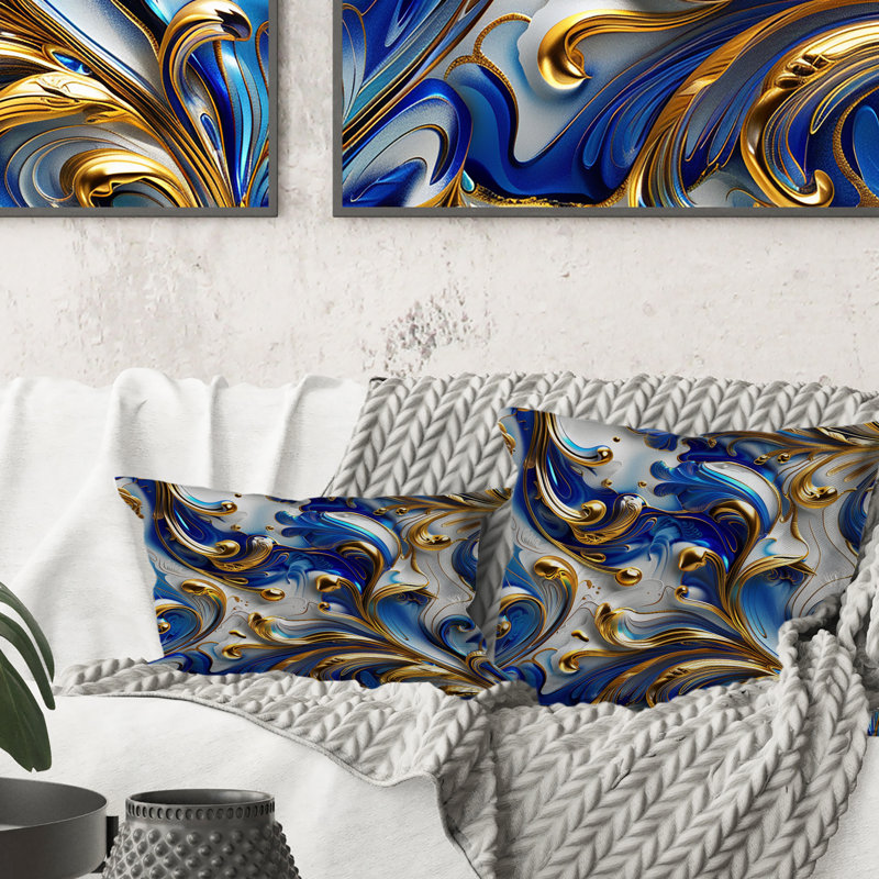 Coussin doré délicat Glam Waves III - Glam, H 16 po x l 16 po