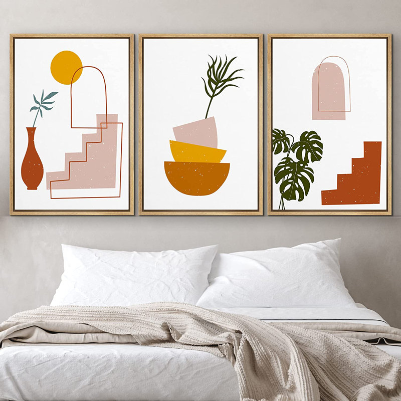 Mid Century Shape 3 - Pieces, 36" H x 72" W x 1.5" D, Natural