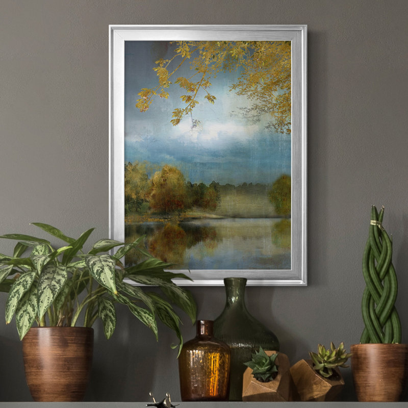 " Golden Leaves " Painting Print, Silver, 24.5" H x 18.5" W x 1" D