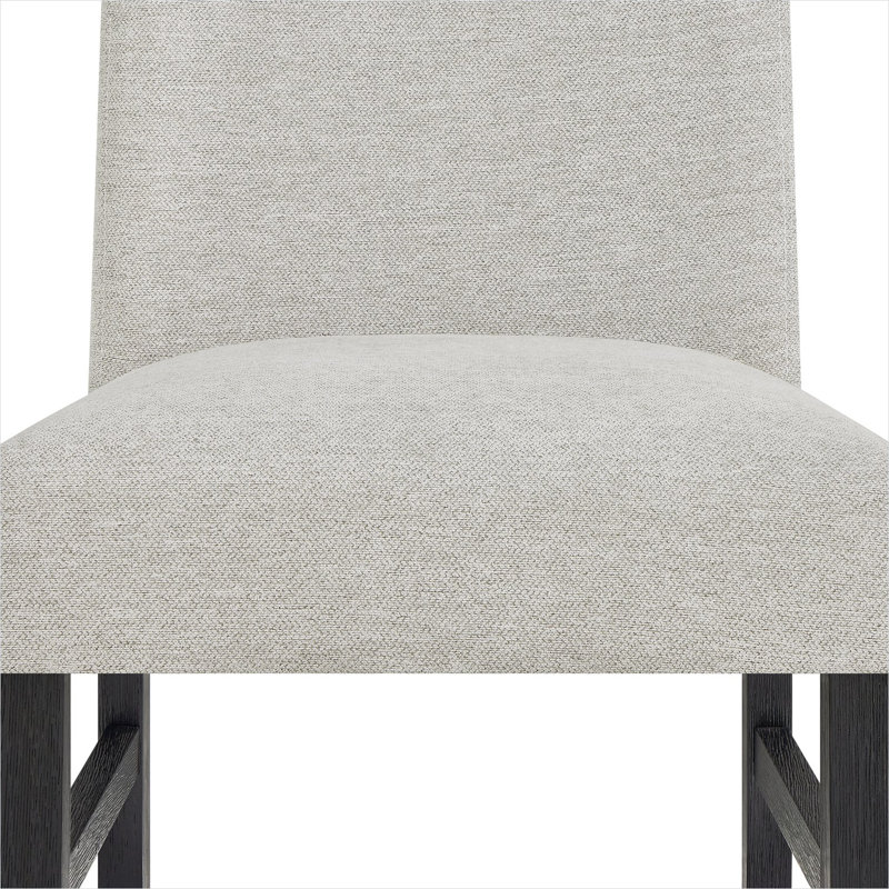 Ensemble de 2 chaises de salle à manger rembourrées - structure en bois massif, tissu gris froid, 38,3 H, style contemporain