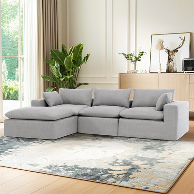 4- Piece Upholstered Boneless Chenille Corner Sectional Sofa Couch