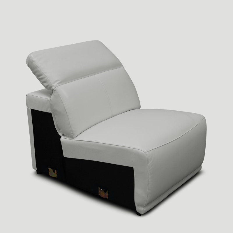 Fauteuil inclinable électrique standard en cuir véritable, Cuir véritable gris
