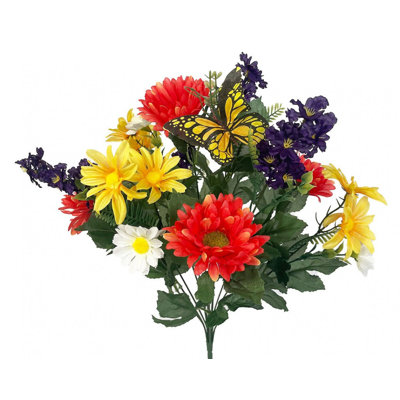 Fleurs vives et papillon, fleur artificielle