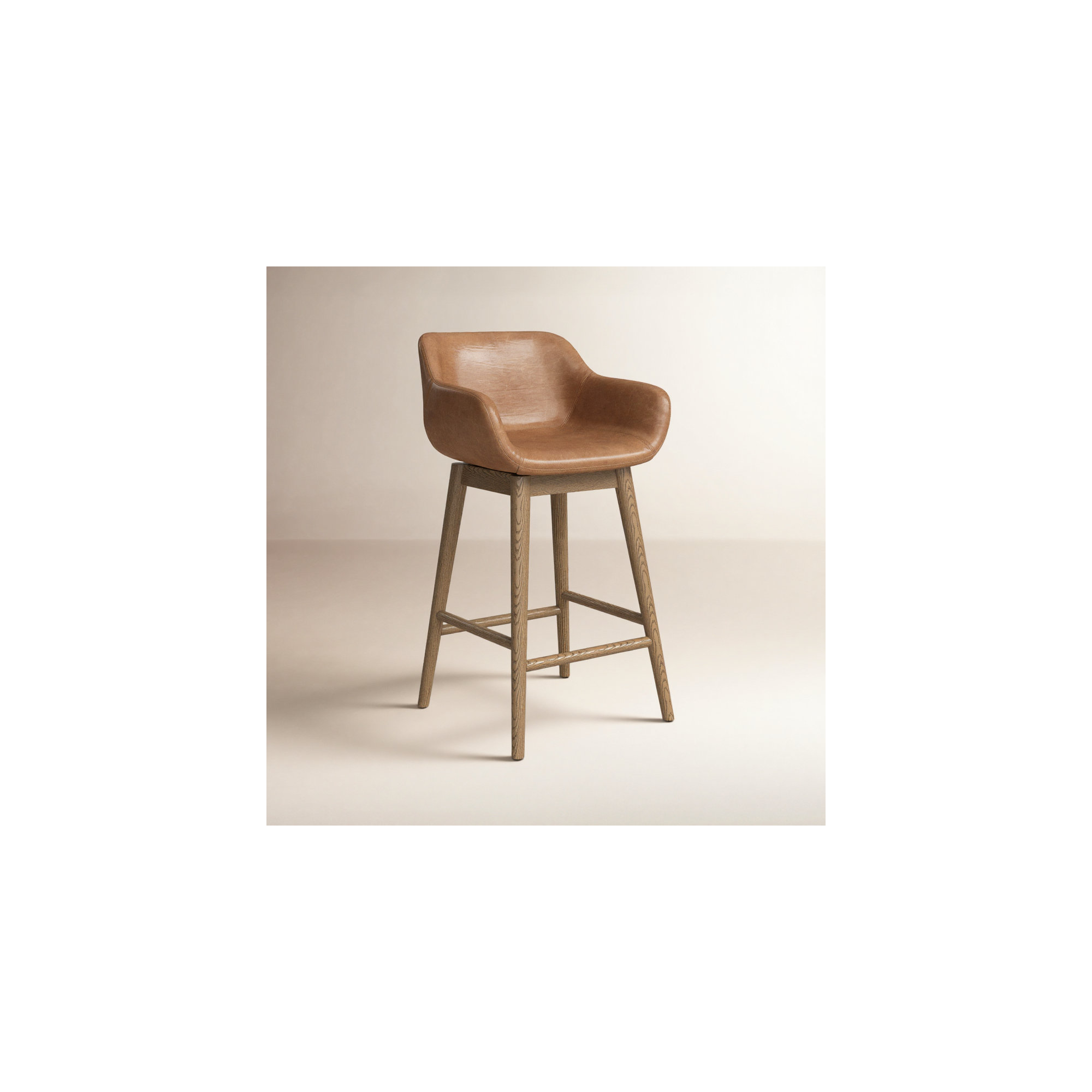 Bahari Swivel Leather Stool, Sonoma Chestnut/Genuine Leather, Bar Stool (30.5" Seat Height), Amber Ash