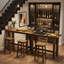 Table de bar 63 po en bois massif Farmhouse avec pieds robustes, table de pub pour bar à domicile, cuisine et salle à manger (sans tabouret)-129957594