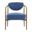 Ensemble de 2 chaises avec accoudoirs en tissu tissé bleu - rembourrage en mousse, structure en métal avec impression par transfert d'eau