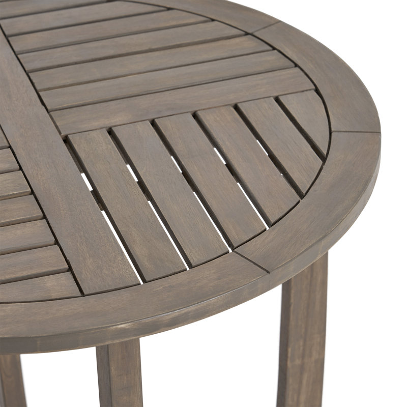 Ensemble de conversation extérieur en bois d'acacia et corde tissée avec table de bistro rustique Nelson