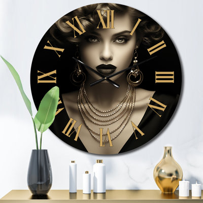 Vintage Retro Glam 1920 Woman Portrait VI Wall Clock