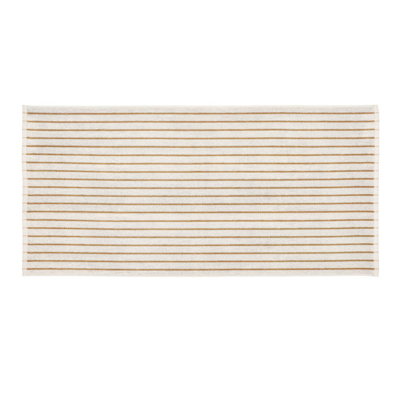 100% Cotton Bath Towel, Moonbeam/Amber Brown Narrow Stripe